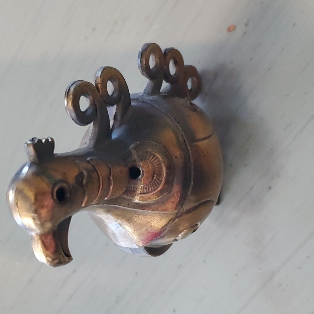 Brass Peacock Trinket Box Mid Century Modern Dhokra Folk Art RARE!